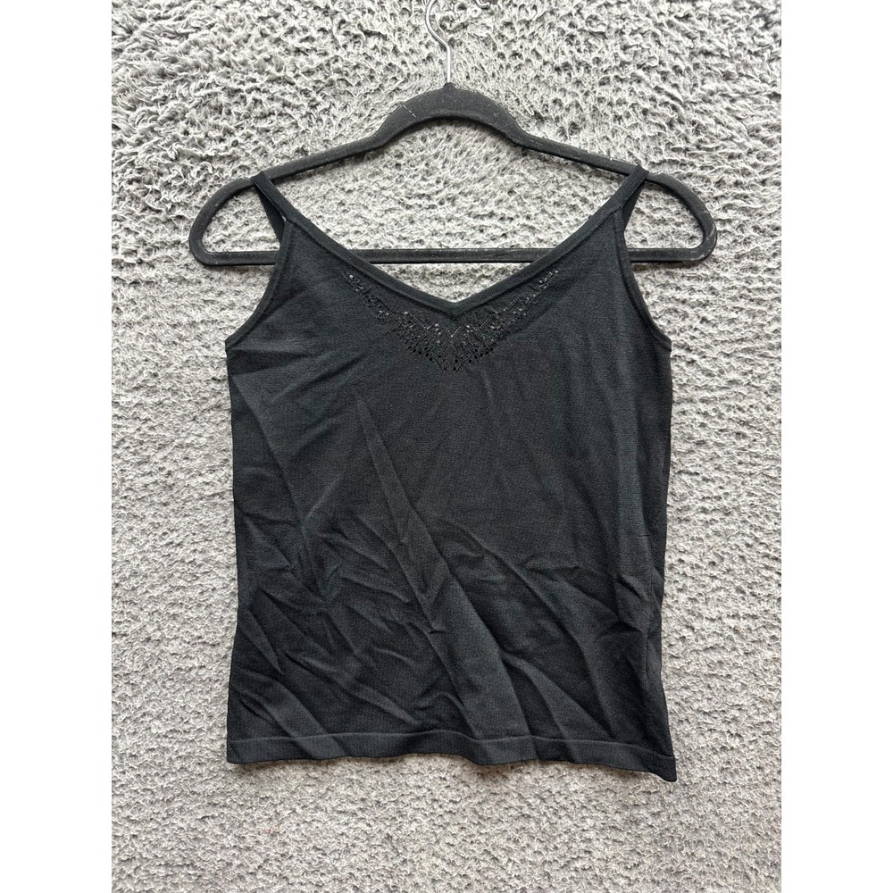IF Paris Knitted Sleeveless V-Neck Camisole Top Black Womens Size F / Free Size